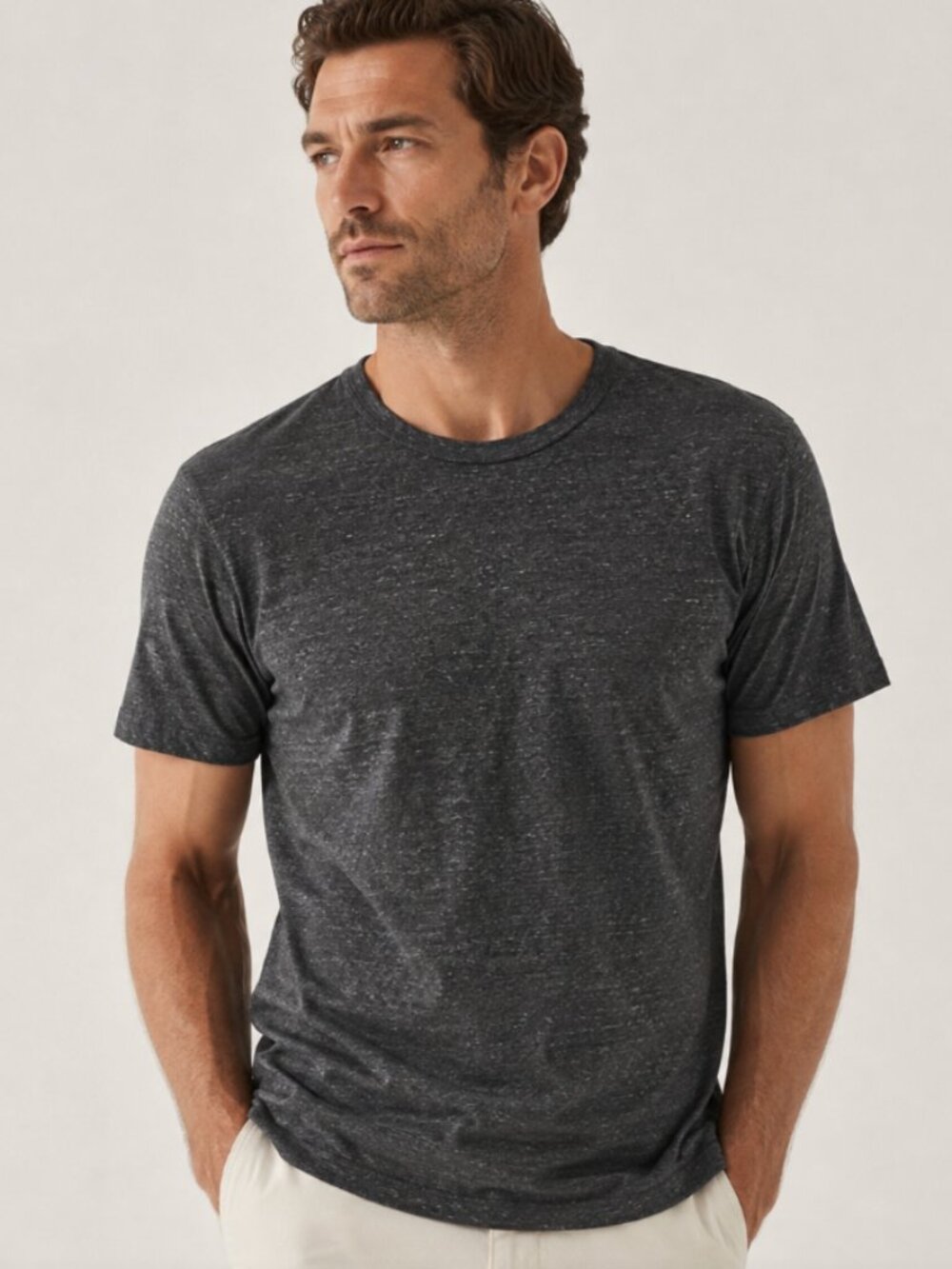 Buck Mason Charcoal Dark Heather Gray Curved Hem Tee Men's Small $68